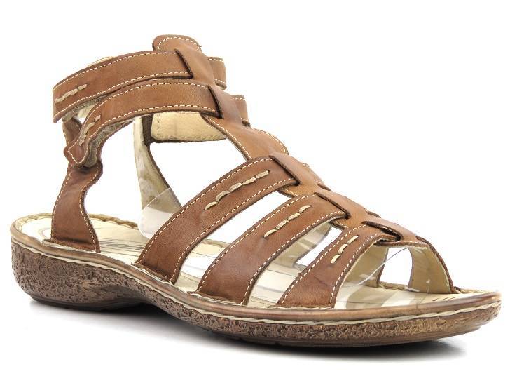 Sandały, rzymianki damskie Helios 729, brązowe