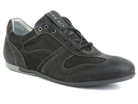 Skórzane buty męskie sportowe RIKO 802, czarne