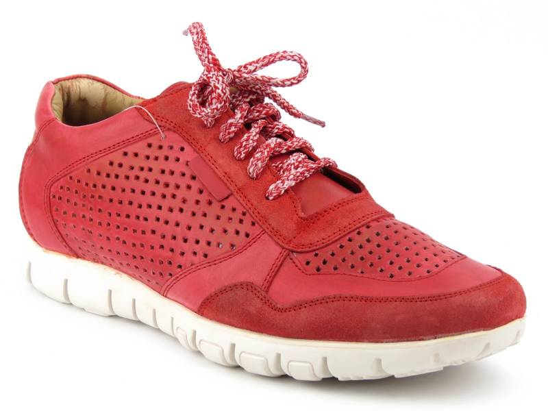 Skórzane buty męskie sportowe - VANELLI 181 LUIS, czerwone