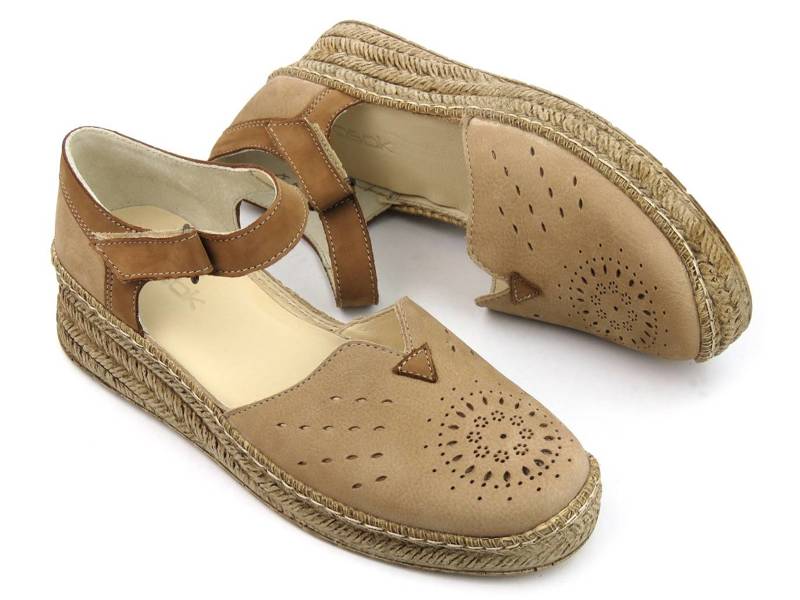 Skórzane półbuty damskie, sandały - WASAK 0628, beżowe
