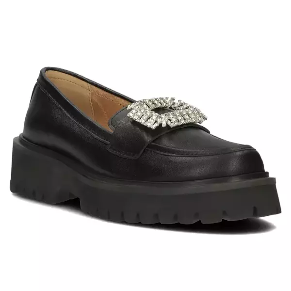 Skórzane półbuty, loafersy damskie  - Filippo DP4793/23, czarne