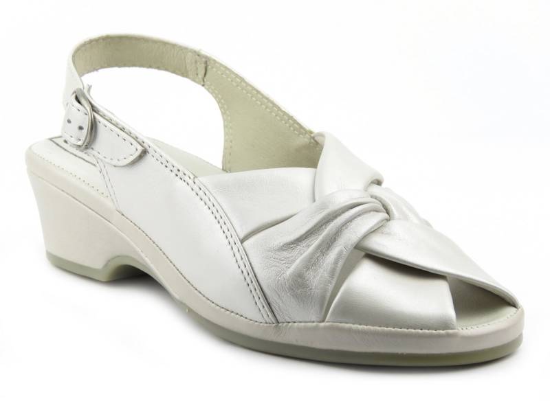 Skórzane sandały damskie Comfort Shoes 4372S, srebrne
