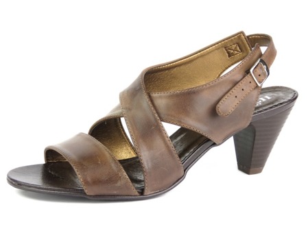 Skórzane sandały damskie na obcasie - Natalii S-25, brązowe
