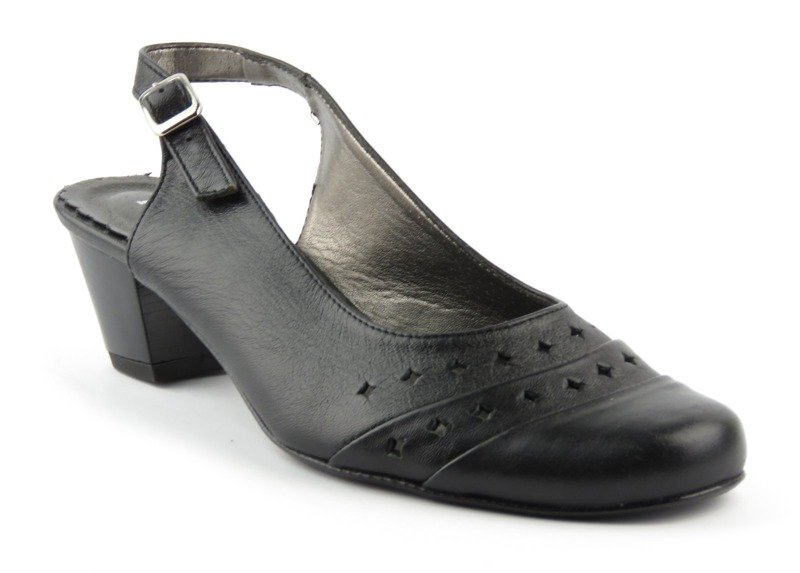 Skórzane sandały damskie na wygodnym obcasie - Natalii L-23, czarne