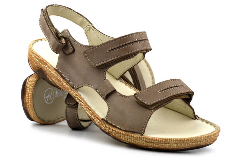 Skórzane sandały damskie polskiej marki Helios Komfort 794, beżowe