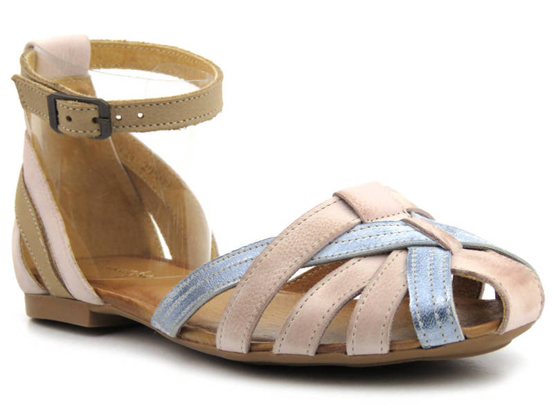Skórzane sandały damskie, rzymianki Maciejka 01924-15, różowe