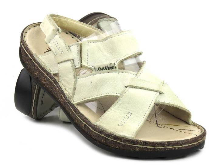 Skórzane sandały damskie w promocyjnej cenie - HELIOS 771/2, beżowe