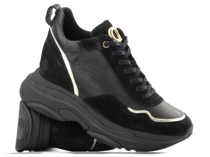Sneakersy, buty sportowe damskie na ukrytym koturnie - CARINII B9061, czarne
