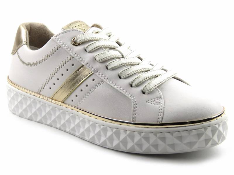 Sneakersy damskie Marco Tozzi 2-23700-28, białe ze złotem