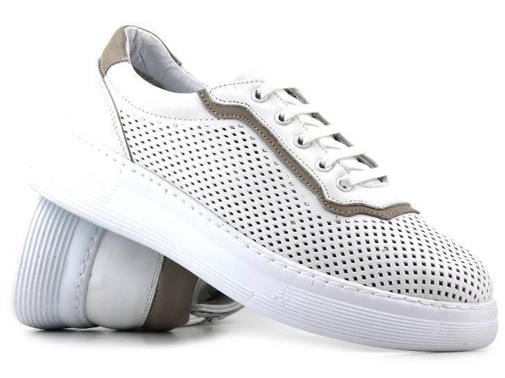 Sneakersy damskie ażurowe - VENEZIA SW523, białe
