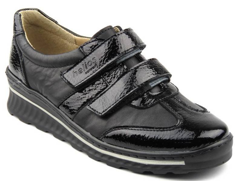 Sneakersy damskie na rzepy - Helios 388, czarne