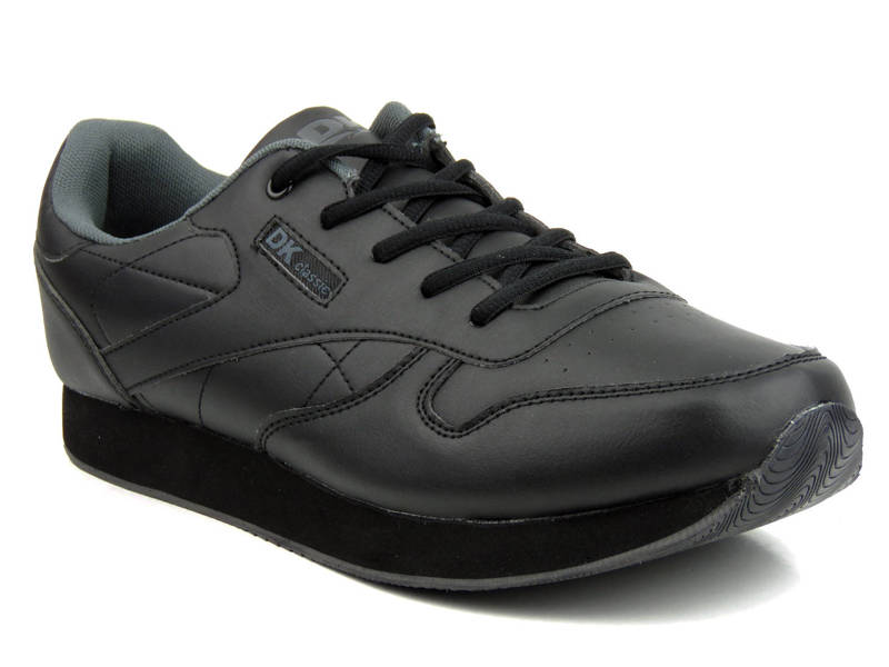 Sneakersy męskie ze skóry ekologicznej - DK Classic 15534-2, czarne (duże rozmiary 47-50)