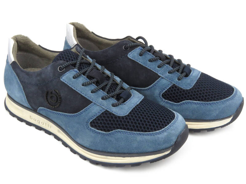 Sneakersy męskie ze skóry naturalnej - BUGATTI 332-A0211-1469, niebieskie