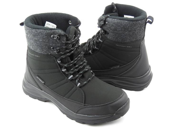 Śniegowce, buty zimowe damskie z materiałem Softshell - DK TECH 2104, czarne