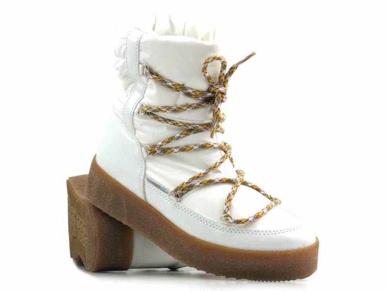 Śniegowce damskie, buty zimowe z membraną - VENEZIA 6171, białe
