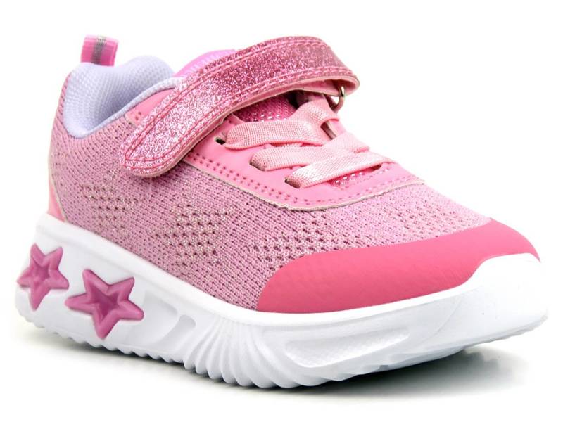 Sportowe buty dziecięce z gwiazdkami - AMERICAN CLUB ES69/22, różowe