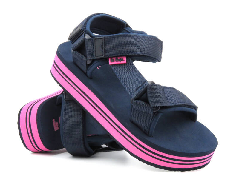 Sportowe sandały damskie na platformie - Lee Cooper LCW-24-05-2754L, granatowo-fioletowe