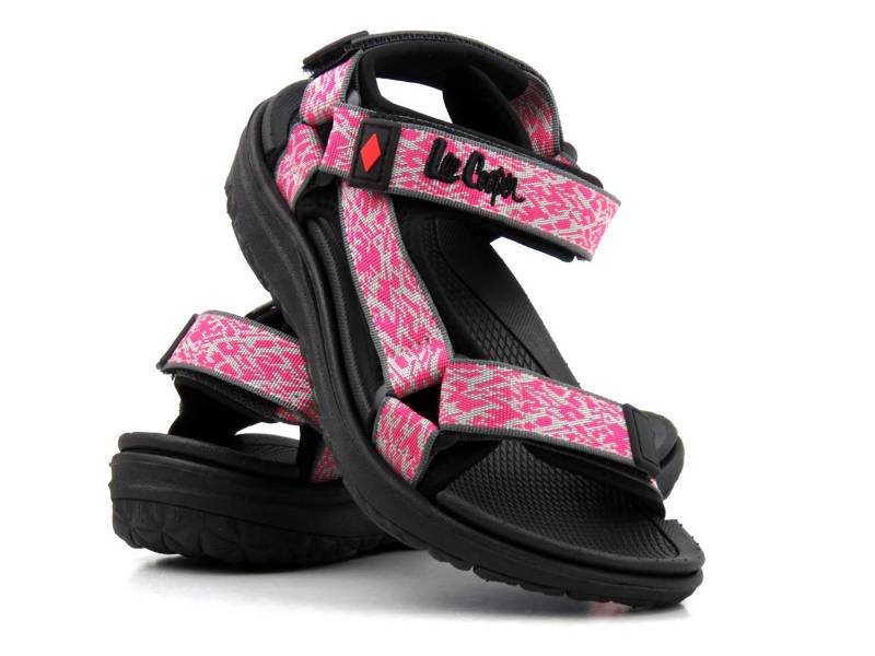 Sportowe sandały damskie na rzepy - Lee Cooper 21-34-0205, różowe
