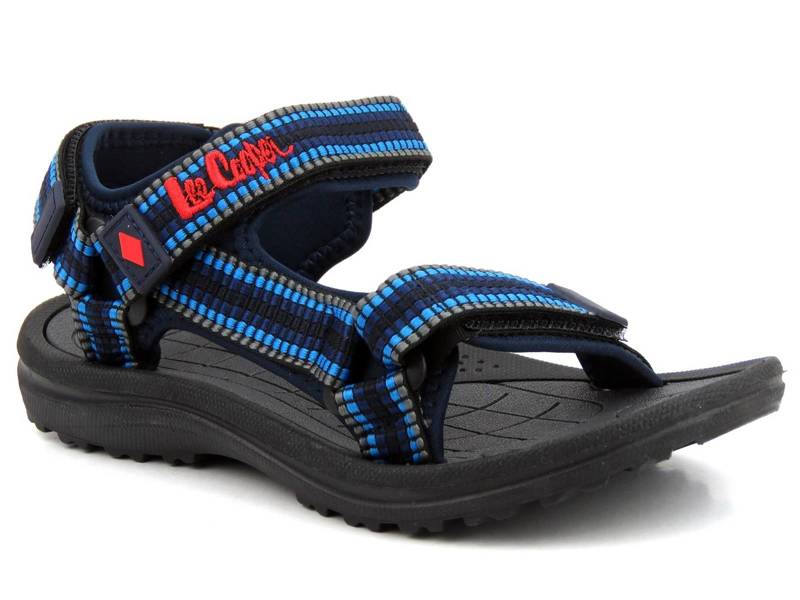 Sportowe sandały damskie na rzepy - Lee Cooper 21-34-0313, niebieskie