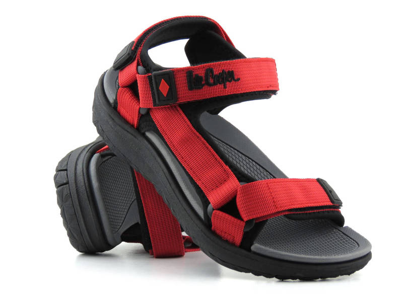 Sportowe sandały damskie na rzepy - Lee Cooper LCW-22-34-0959L, czerwone