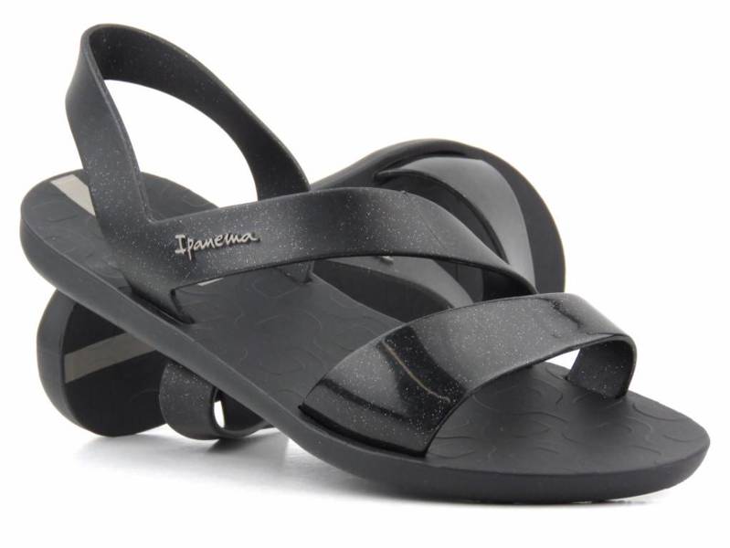Sportowe sandały damskie wodoodporne - IPANEMA 82429, czarne z brokatem