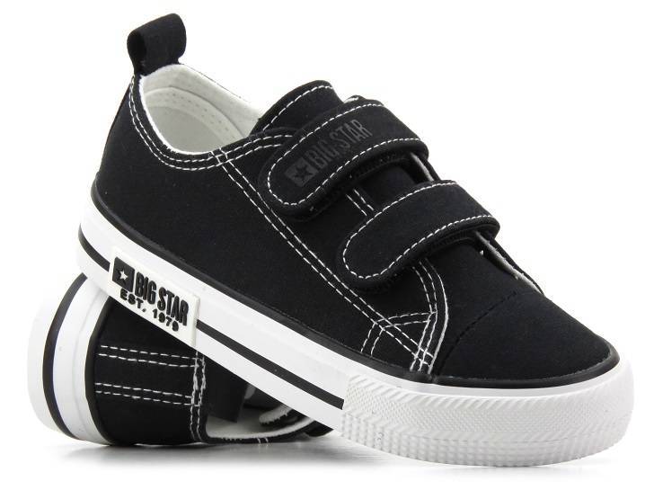Trampki dziecięce, buty sportowe na rzep - Big Star  LL374011, czarne