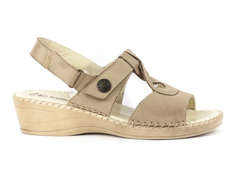 Wygodne sandały damskie na koturnie - HELIOS Komfort 206, beżowe
