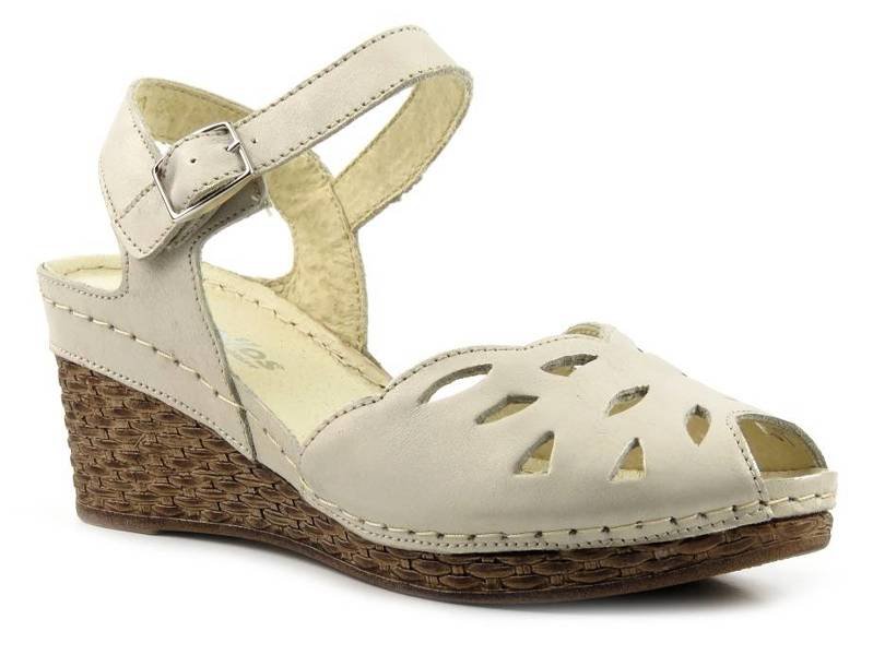 Wygodne sandały damskie w stylu pin-up - HELIOS Komfort 4023, złote