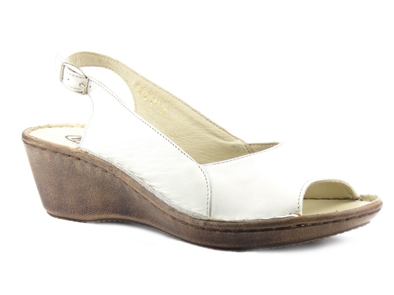Wygodne sandały damskie ze skóry licowej - HELIOS Komfort 212, białe