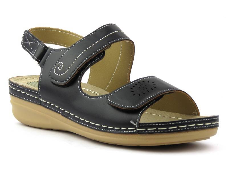 Wygodne sandały damskie ze wstawką masującą - Skotnicki S-3-3015, czarne