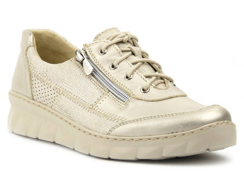 Złote sneakersy damskie na lekkiej i elastycznej podeszwie - Helios Komfort 378